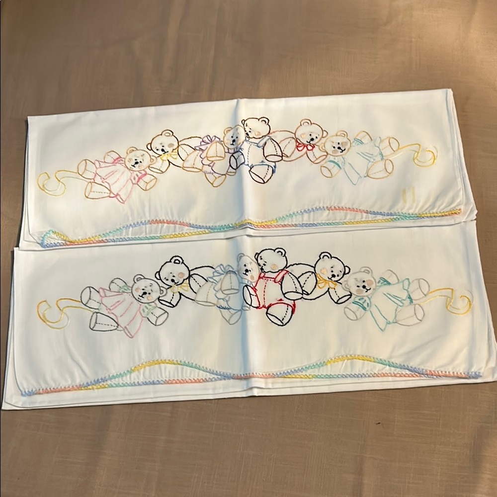 Embroidered Teddy Bear pillow cases